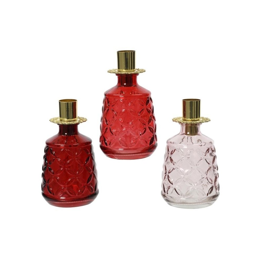 BOTTIGLIA PORTACANDELA 3COLORI